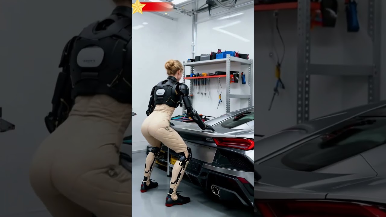 Fejlett android tesztel egy szuperautót – Robotika, AI és jövő technológia #Android #Szuperautó #Robotics