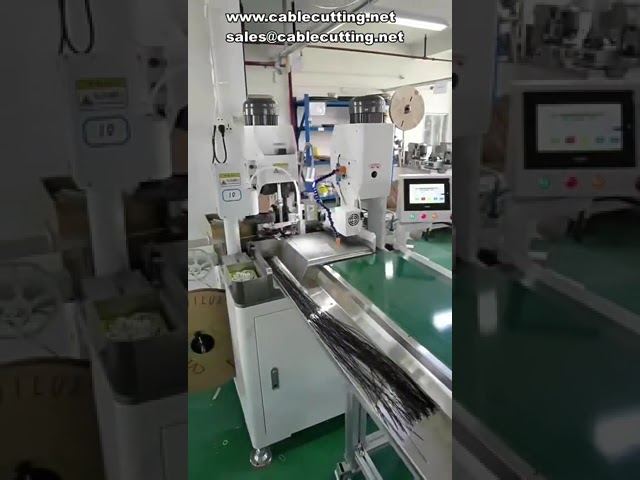 Teljes szervo automata kétfejű huzalvégző gép – automatikus kétvégű vezetékvágás, hántolás és préselés